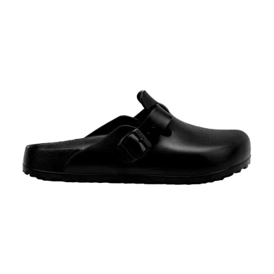 Birkenstock Boston Suede-trimmed Leather Clogs In Black