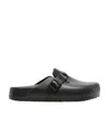 Birkenstock Boston Vegan Birkibuc Slip On Clog In Black In Black