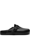 Birkenstock Boston Leather Buckled Clogs In Black