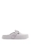 Birkenstock Boston Exquisite Leather Buckle Clogs In Stone Coin (grey)