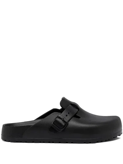 Birkenstock Boston Slipper Black In Smooth Leather In Animal Print