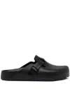 Birkenstock Boston Suede-trimmed Leather Clogs