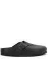 Birkenstock Boston Vegan Birkibuc Slip On Clog In Black In Black