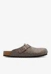 Birkenstock Boston Buckle-embellished Slippers In Brown