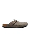 Birkenstock Boston Buckle-embellished Slippers In Brown