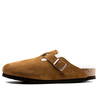 Birkenstock Boston Fur Narrow 'suede Mink' In Brown