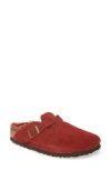Birkenstock Boston Genuine Shearling Lined Clog In Port Suede/shearling