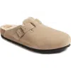 Birkenstock Boston Genuine Shearling Lined Clog In Taupe