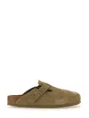 Birkenstock 'boston' Green Mules With Front Buckle In Green