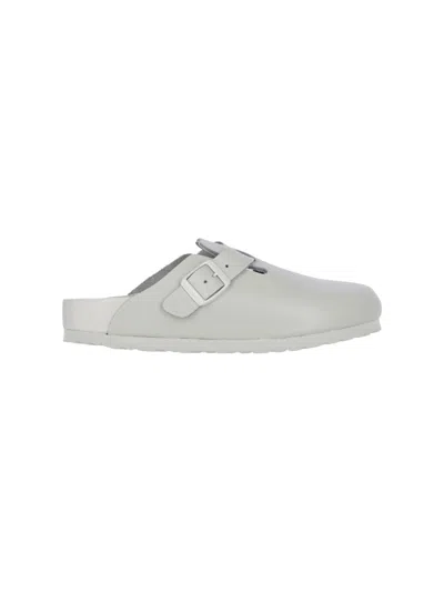 Birkenstock "boston" Grey Leather Mules