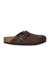 Birkenstock 'boston' Brown Slip-on Mules With Buckle