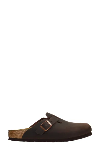 BIRKENSTOCK BOSTON HABANA FLATS IN BROWN NUBUCK