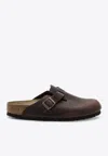 Birkenstock Boston Oiled Leather Mules In Brown