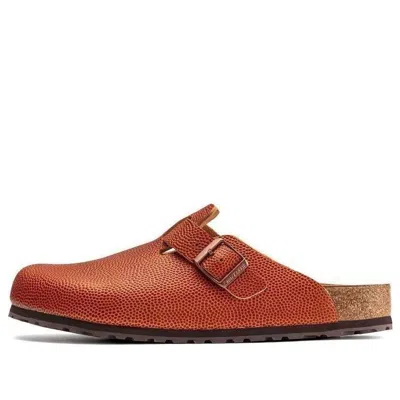 Birkenstock Boston Horween Embossed Natural Horween Leather 'ginger Brown' In Red