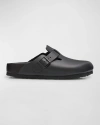 Birkenstock Boston Vegan Birkibuc Slip On Clog In Black In Black