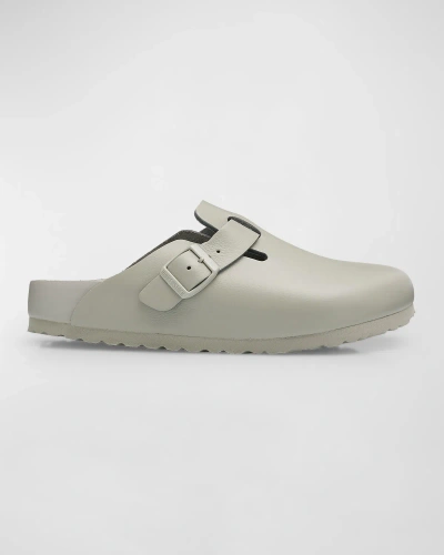 Birkenstock Boston Leather Buckle Clogs In Mineral Gray