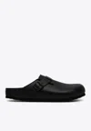 Birkenstock Boston Leather Buckled Clogs In Black