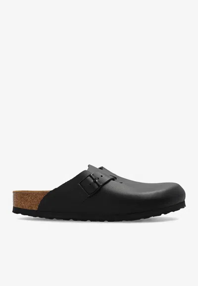 Birkenstock Boston Leather Buckled-strap Slides In Multi