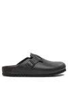 Birkenstock Black Leather Boston Sandals With Cork-latex Footbed In Black