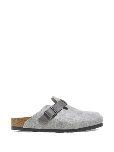 Birkenstock Boston Leather Mules In Blue