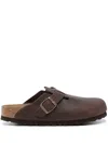 Birkenstock Boston Oiled Leather Mules In Brown