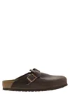Birkenstock Leather Boston Slippers Buckle Detail