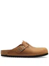 Birkenstock Boston Leather Slippers In Brown