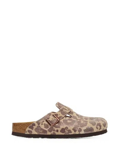 Birkenstock Boston Leopard-print Mules In Neutral