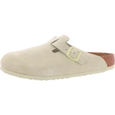 Birkenstock Boston Suede Leather Sandals In Green