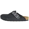 Birkenstock Boston Buckled Wool-felt Backless Loafers In Navy