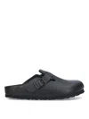 Birkenstock Boston Leather Buckled Clogs In Black