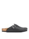 Birkenstock Boston Bs Oiled Leather Slides In Black