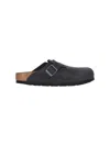 Birkenstock Slate Leather Boston Slippers In Black  