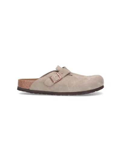 Birkenstock Boston Suede Taupe In Gray