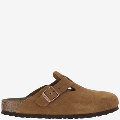 Birkenstock Womens Mink Boston Buckle-detail Suede And Shearling Sandals 3 In Nocolor