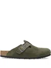 Birkenstock Mens Thyme Suede Boston Logo-embossed Suede Clogs In Green