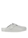 Birkenstock Boston Exquisite Leather Buckle Clogs In Grey