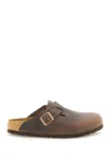 Birkenstock Chocolate Leather Boston Slippers In Habana