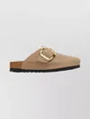 Birkenstock Boston Mules With Gold Buckle And Rubber Sole In Brown