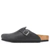 Birkenstock Boston Bs Oiled Leather Slides In Black
