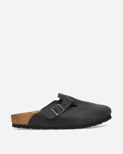 Birkenstock Boston Oiled Leather Sandals In Black