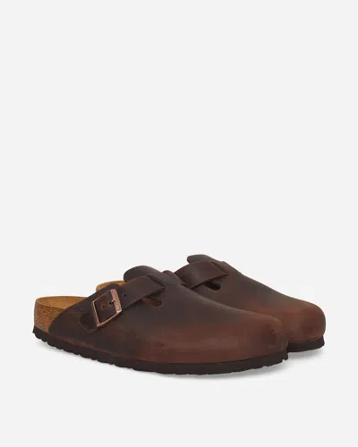 Birkenstock Boston Oiled Leather Sandals Habana In Brown
