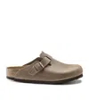 Birkenstock Boston Oiled Suede Slides In Brown