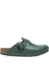 Birkenstock Boston Pro "leather-thyme" Mules In Green