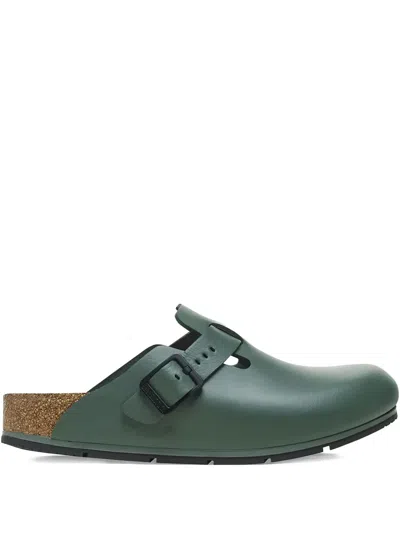 Birkenstock Boston Pro "leather-thyme" Mules In Green