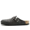 Birkenstock Boston Buckled Wool-felt Backless Loafers In Gray