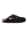 Birkenstock Boston Rivets Studded Buckle Mules In Black