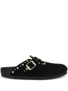 Birkenstock Womens Black Rivets Boston Stud-embellished Suede Clogs Eur 38/5 Uk In Black