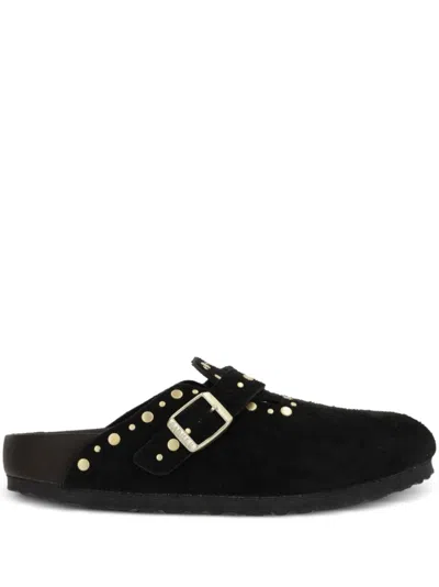 Birkenstock Boston Rivet Sandals Black In Animal Print