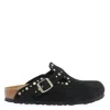 Birkenstock Boston Rivet Border Black Suede Leather Clogs In Black